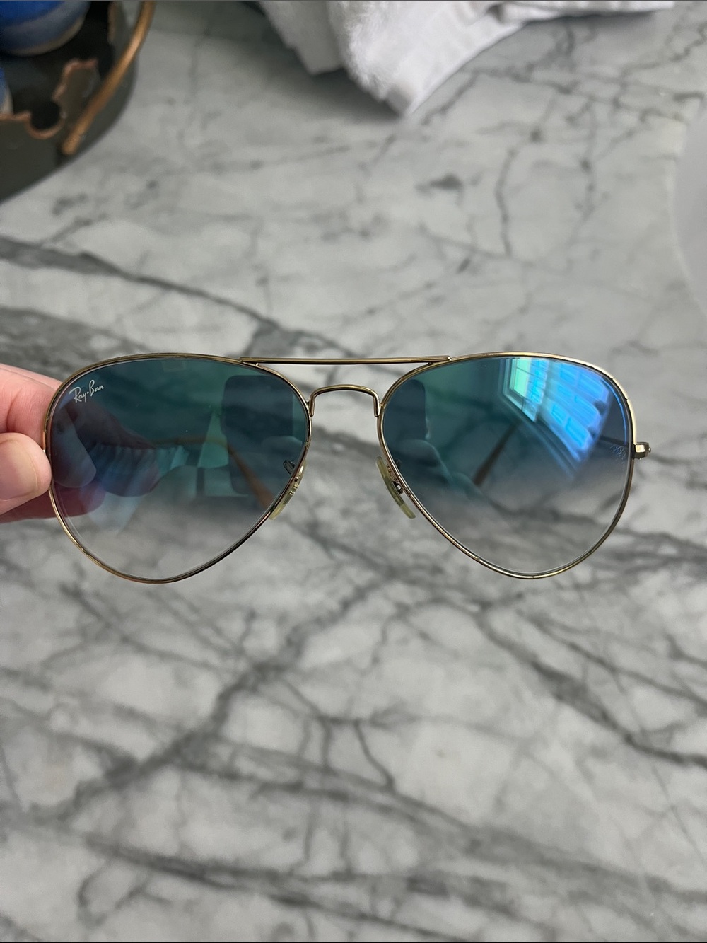 Ray-Ban Aviator Sunglasses - Blue Gradient Lenses, Gold Frame